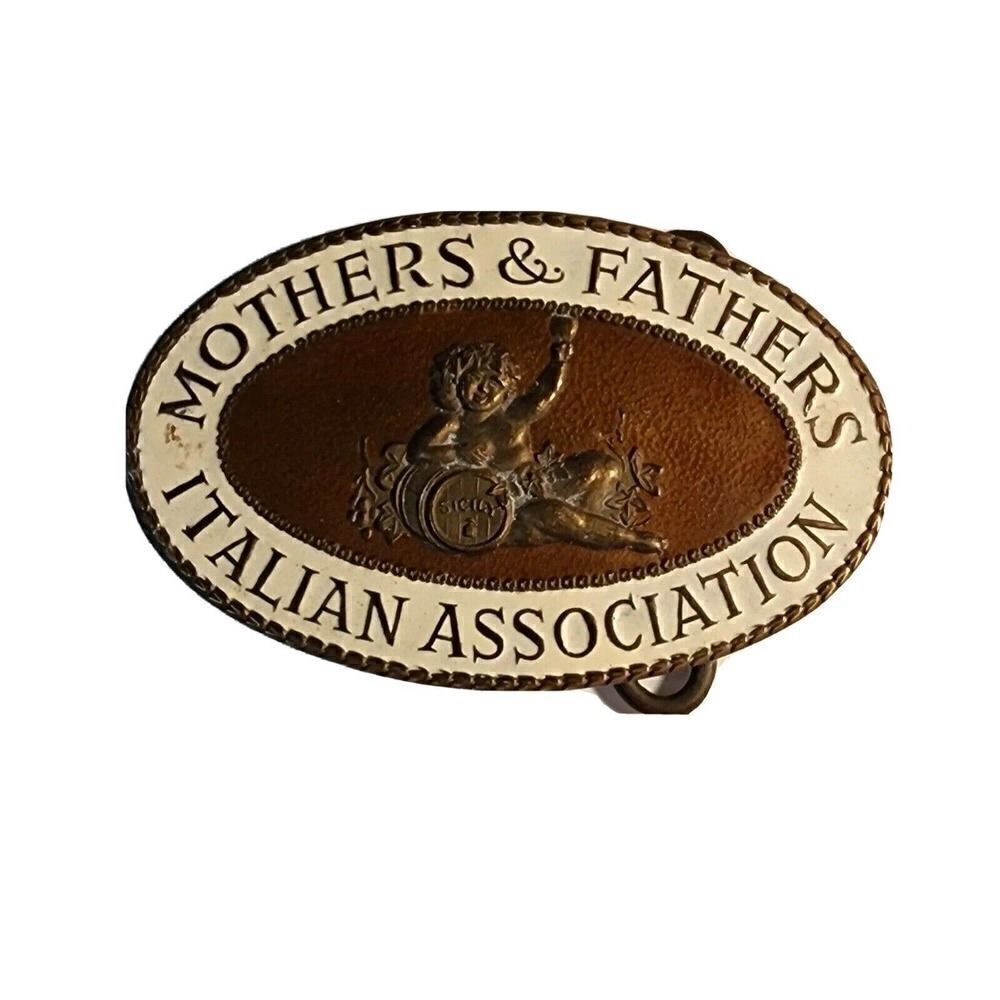 Mothers & Fathers Italian Association Sicily Belt Buckle Vintage Brass England